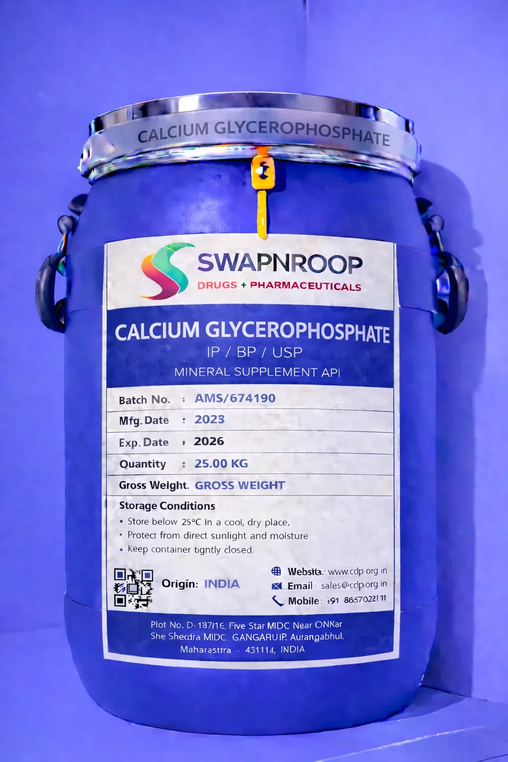 Calcium Glycerophosphate API Manufacturer and Bulk Supplier in Maharashtra, India – Swapnroop Pharma